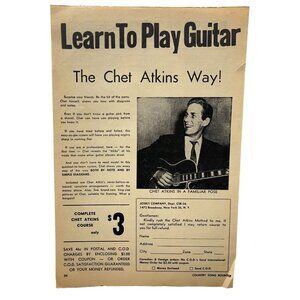 Chet Atkins Learn Guitar Print Ad Vintage 1950s Learn to Play Course Mail Order